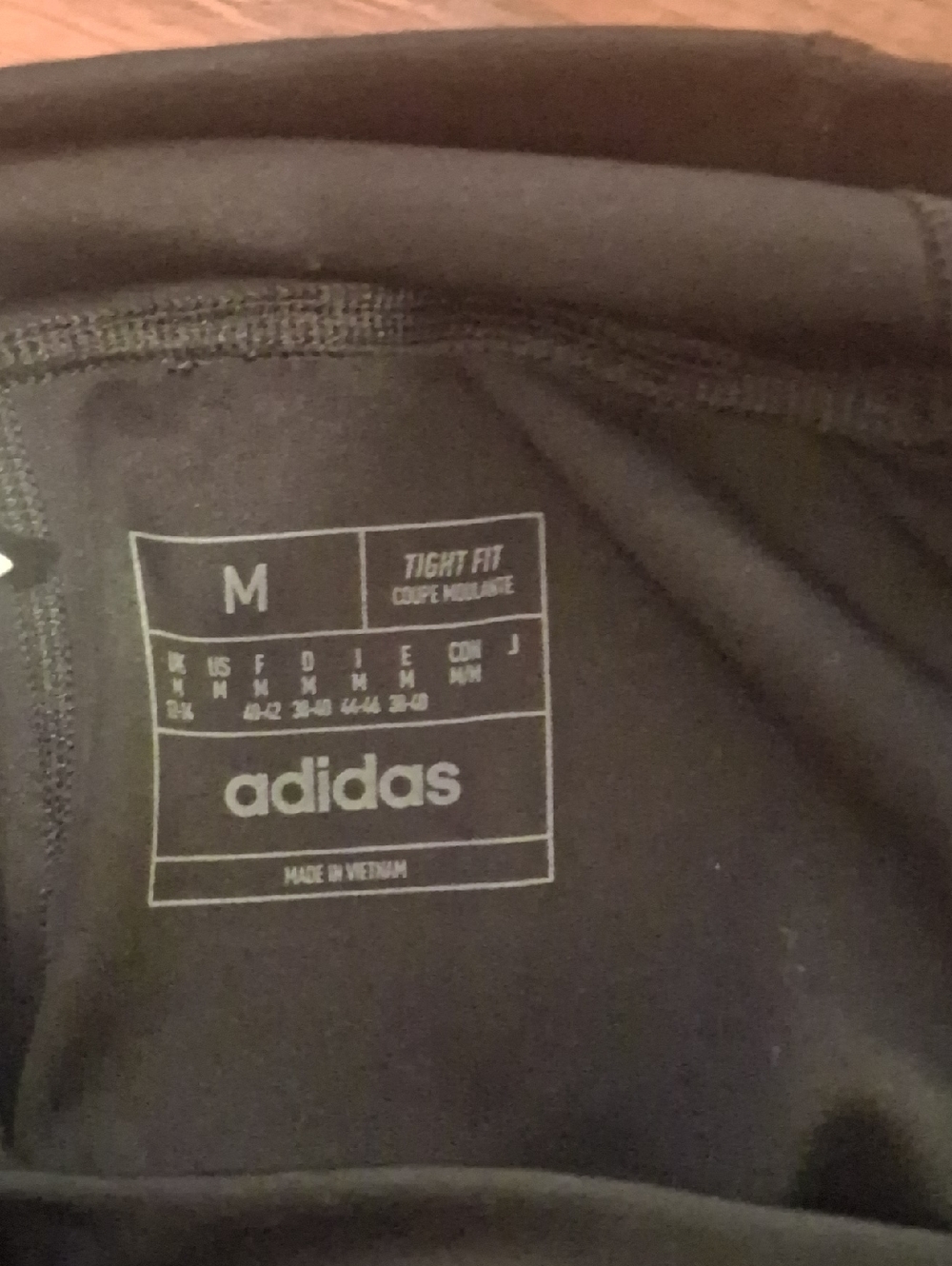 adidas Black Athletic Leggings with White Three-Stripe Logo - Picture 2 of 4